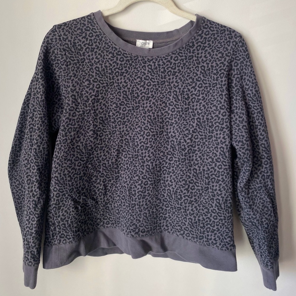 Grey Leopard Print Crewneck